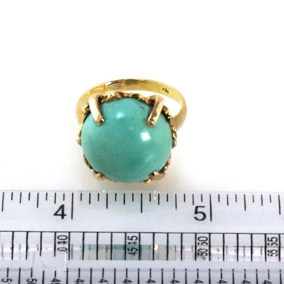 Turquoise 18k & 14k YGold Stud Earrings & Ring Set - Picture 7 of 8